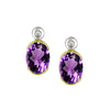 9ct Gold Amethyst & Diamond Earrings