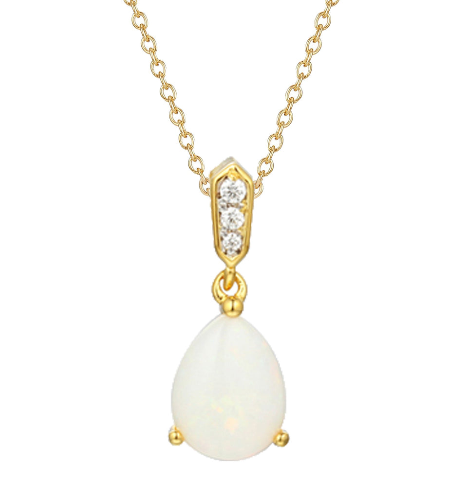 9ct Gold Opal & Diamond Pendant