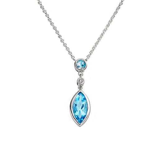 9ct White Gold Topaz & Diamond Pendant