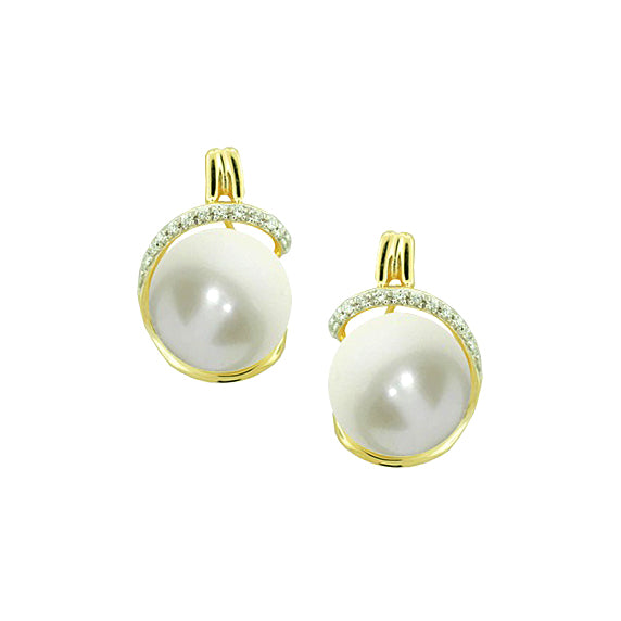 9ct Gold Pearl & Diamond Earrings