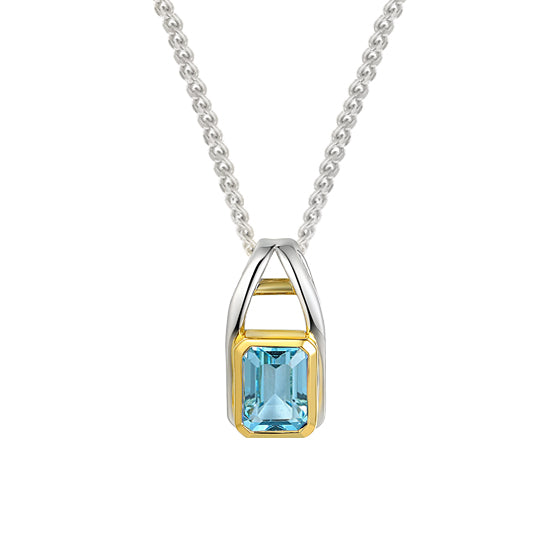 9ct White Gold Blue Topaz Pendant
