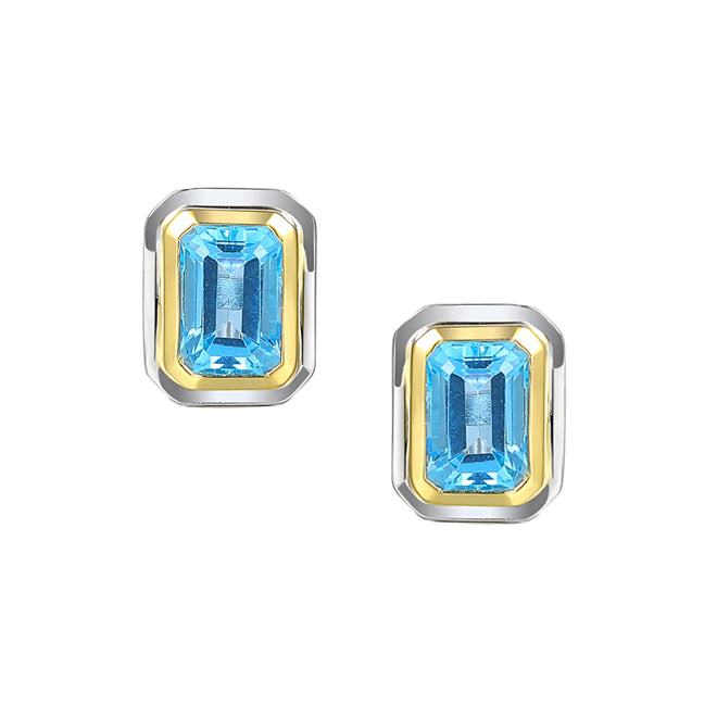 9ct Gold Blue Topaz Stud Earrings