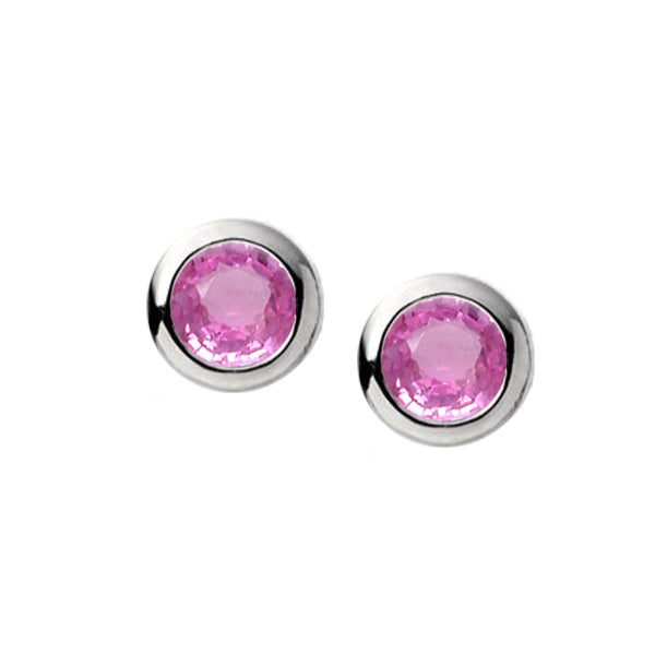 9ct White Gold Pink Sapphire Stud Earrings
