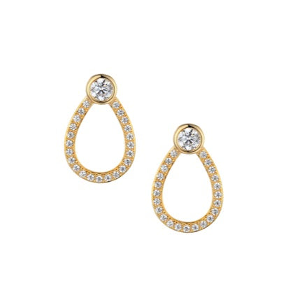 9ct Gold Diamond Pear Earrings