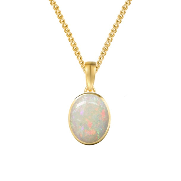 9ct Gold Opal Pendant & Chain