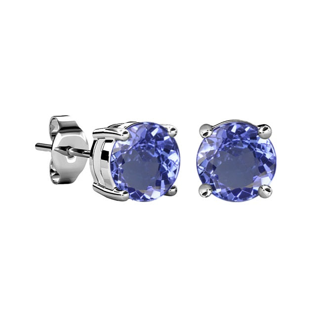 9ct White Gold Tanzanite Stud Earrings