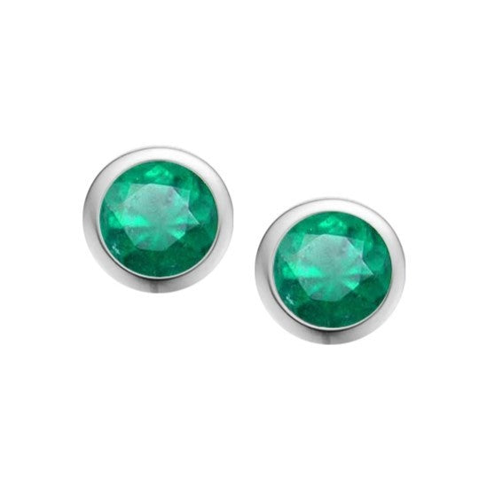 9ct White Gold Emerald Stud Earrings