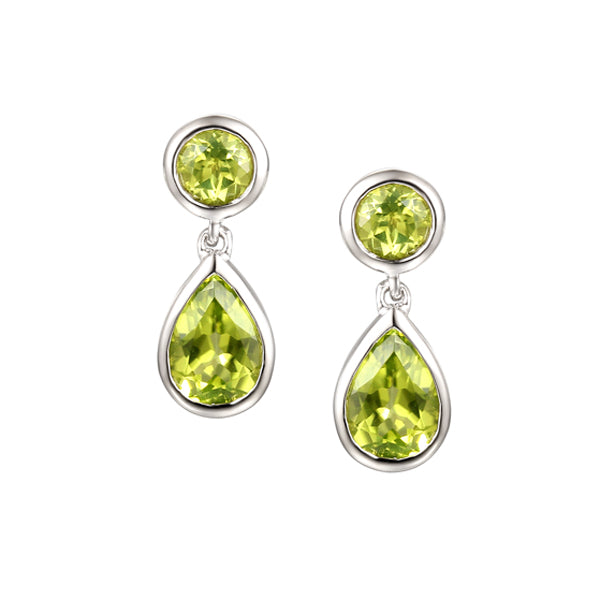 Silver and Peridot Drop Earrings