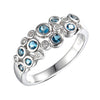 Silver Blue Topaz & CZ Bubble Ring