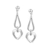Silver Heart Drop Earrings