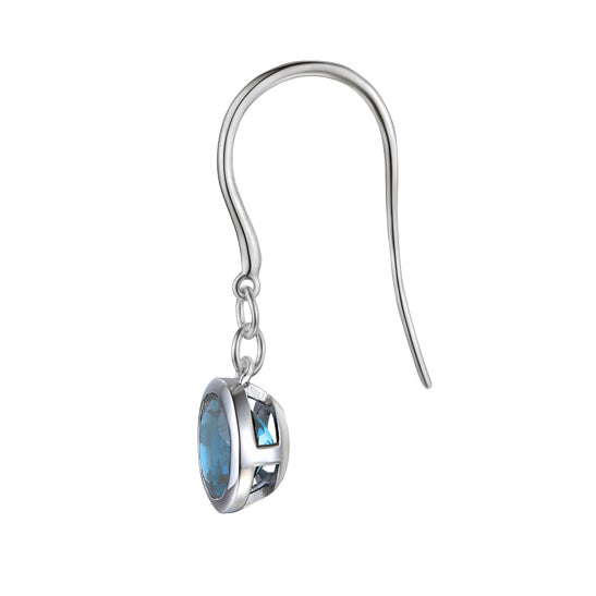 Silver Blue Topaz Drop Earrings