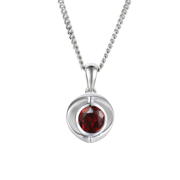 Silver Garnet Pendant & Chain