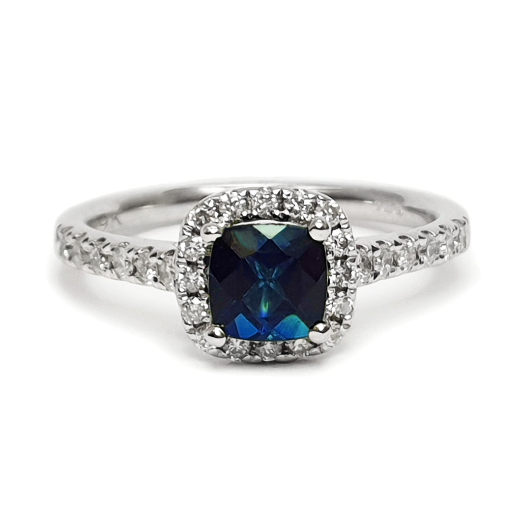 9ct Blue Tourmaline & Diamond Ring