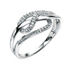 9ct White Gold Diamond Pave Loop  Ring
