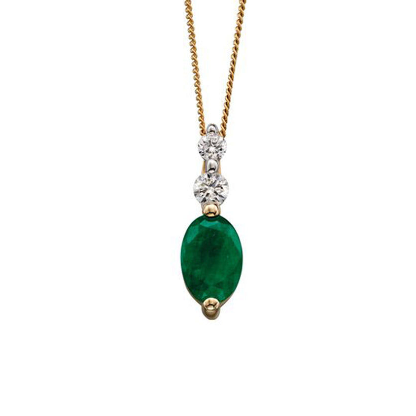 9ct Emerald & Diamond Necklace