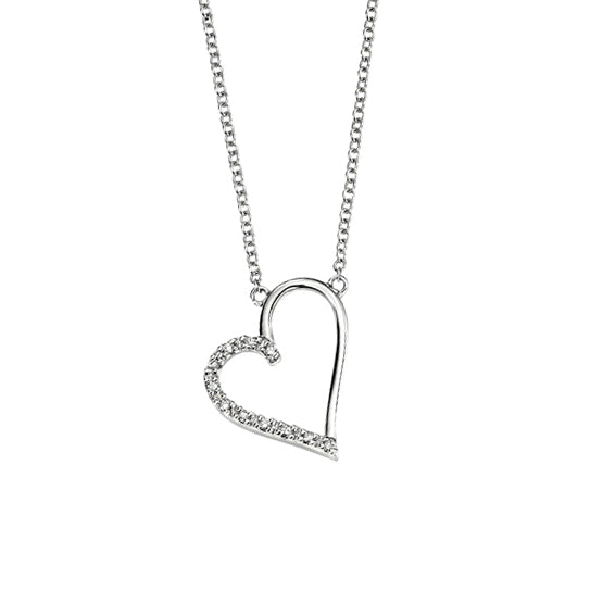 9ct Diamond Set Heart Pendant & Chain