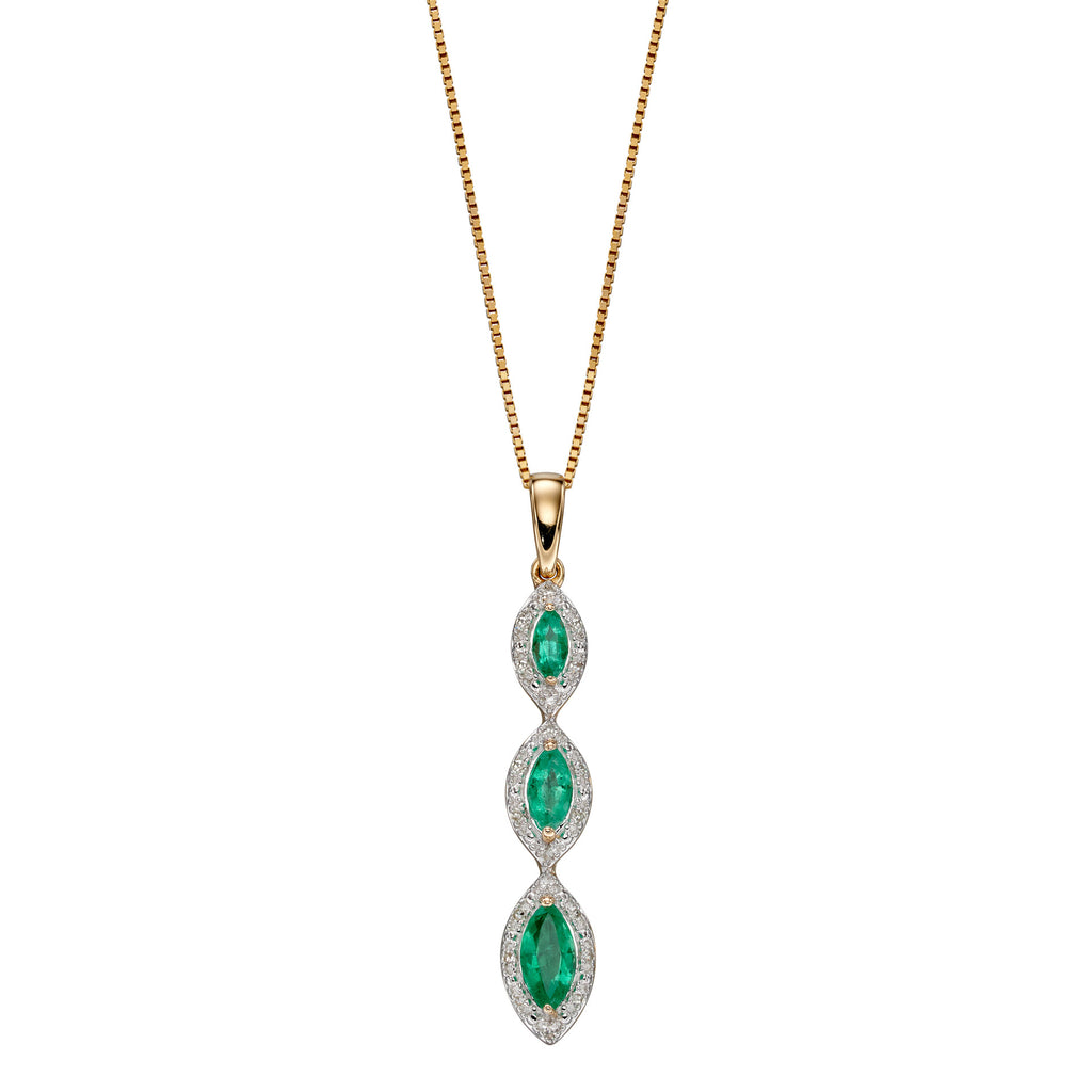 9ct Gold Emerald & Diamond Necklace