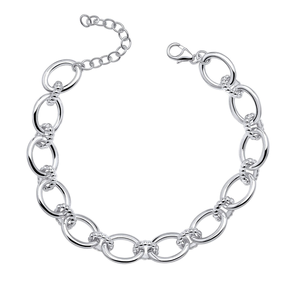 Silver Oval & Beaded Link Bracelet