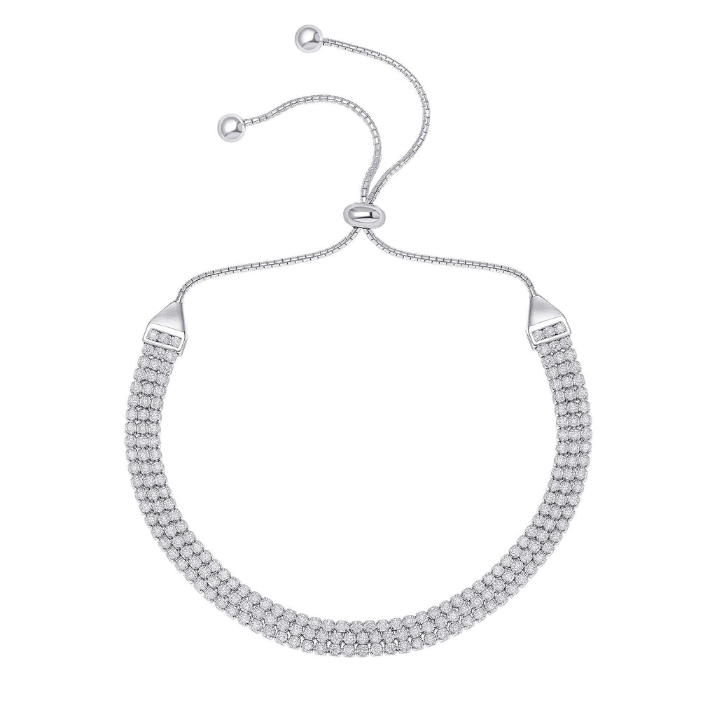 Silver Multi Strand Cubic Zirconia Bracelet