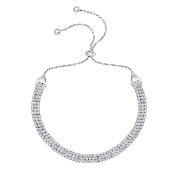 Silver Multi Strand Cubic Zirconia Bracelet