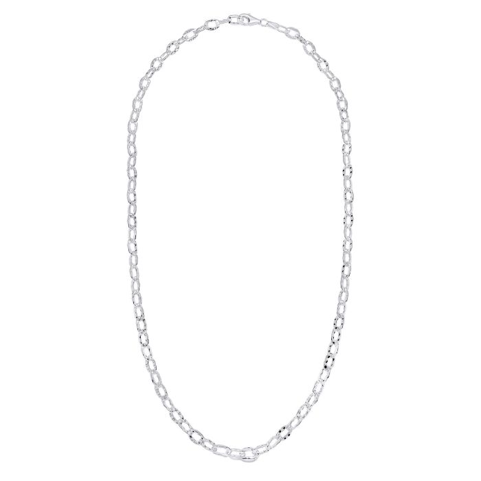 Silver Textured Link Necklace