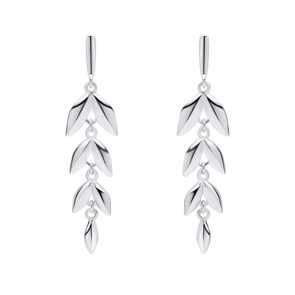 Silver Leaf Drop Earrings