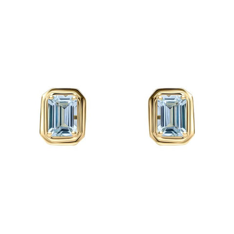 9ct Gold Aquamarine Stud Earrings