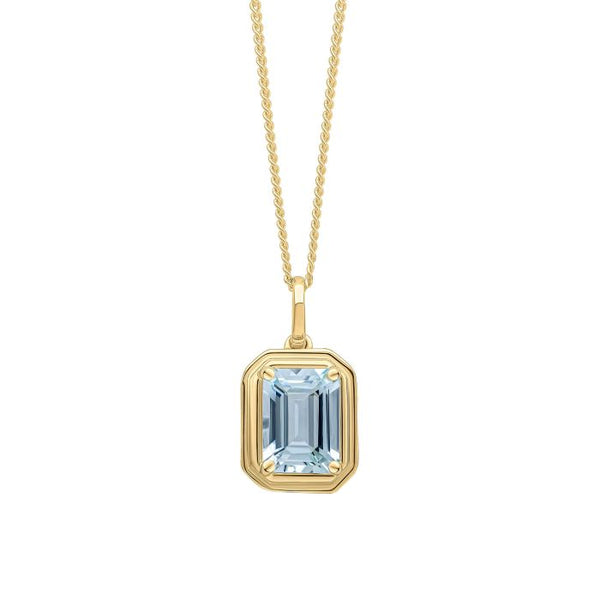 9ct Gold Aquamarine Pendant & Chain