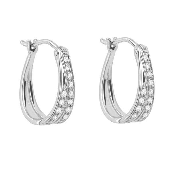 9ct White Gold Diamond Hoops