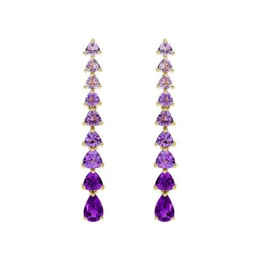 9ct Gold Amethyst Drop Earrings