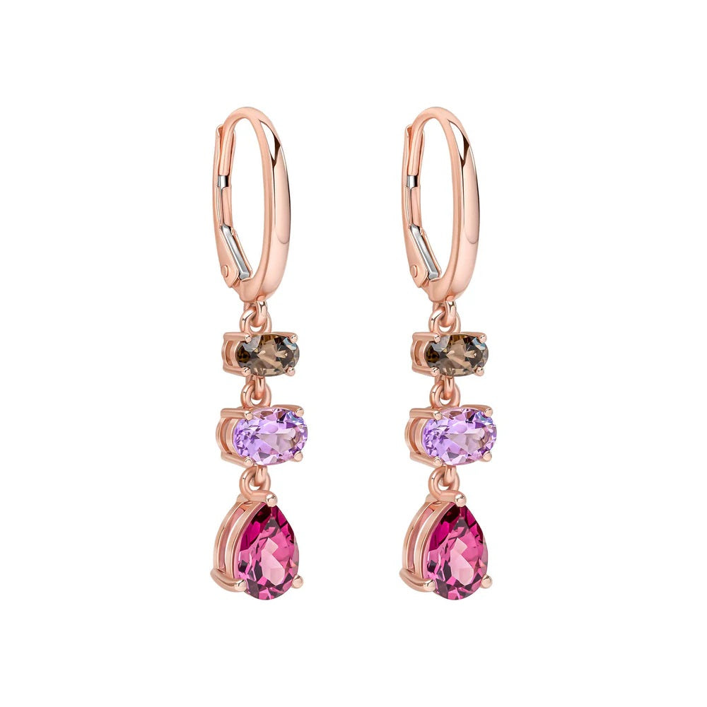 9ct Rose Gold Multi-Gem Earrings