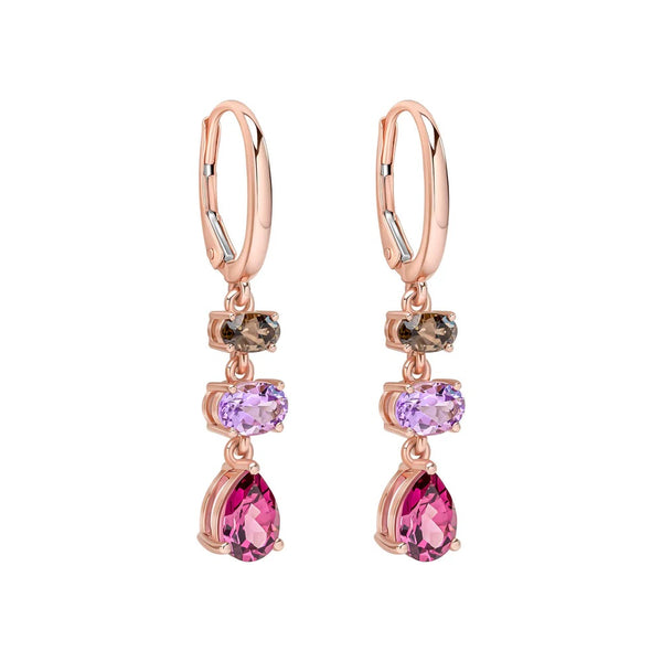9ct Rose Gold Multi-Gem Earrings