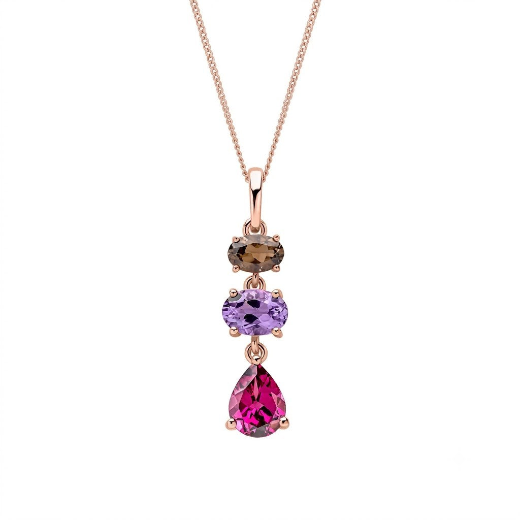 9ct Rose Gold Multi-Gem Pendant