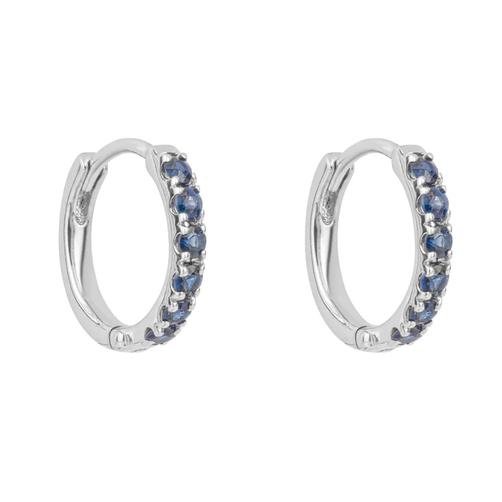 9ct White Gold Sapphire Hoop Earrings