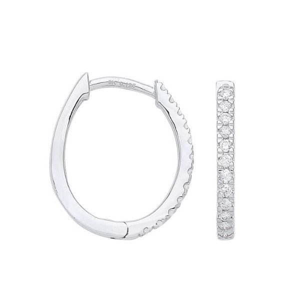 9ct White Gold Diamond Set Hoops