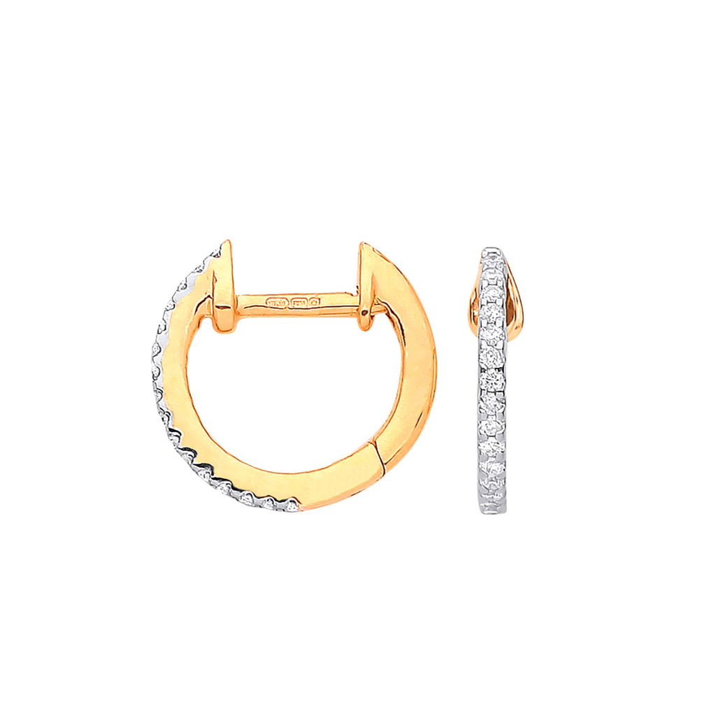 9ct Gold Diamond Hoop Earrings