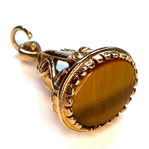 Vintage 9ct Gold Tigers Eye Fob