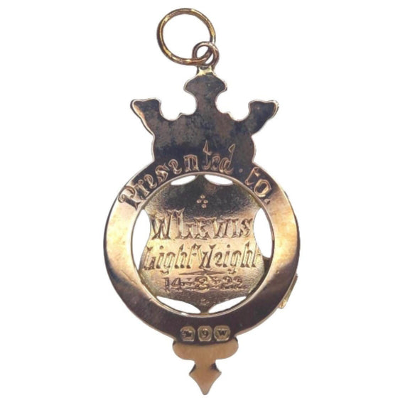 Vintage 9ct Gold Engraved Medal