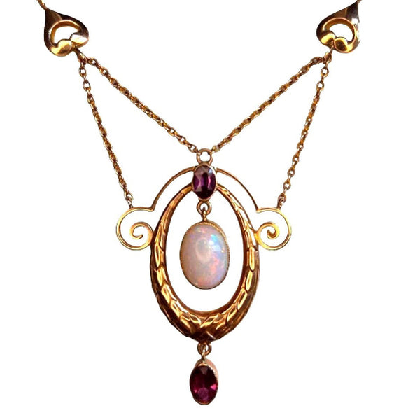 Vintage Opal & Garnet Necklace
