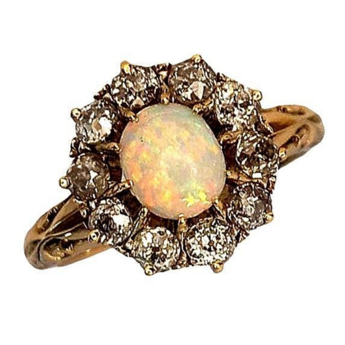 Vintage Opal & Diamond Ring