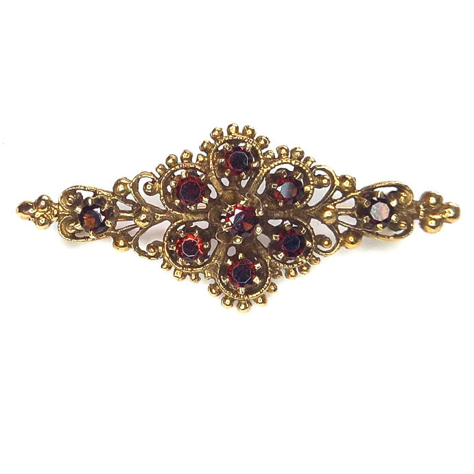 Vintage 14ct Gold Garnet Brooch