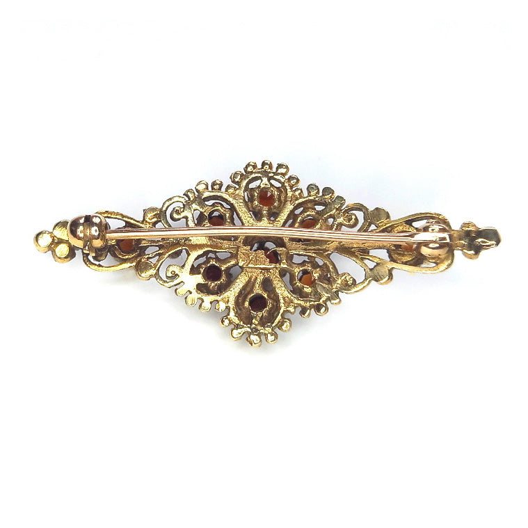Vintage 14ct Gold Garnet Brooch