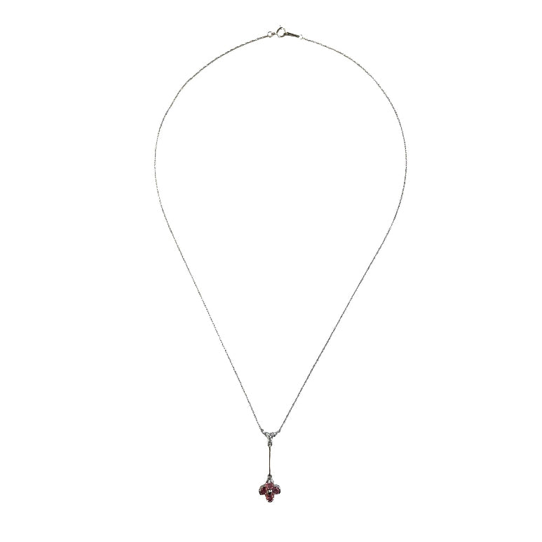 Pre-owned Padparadscha Sapphire & Diamond Necklace