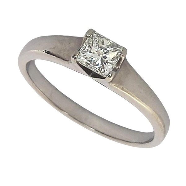 Pre-owned Palladium Princess-Cut Diamond Ring