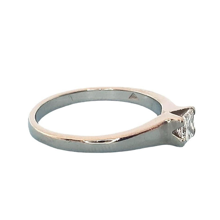 Pre-owned Palladium Princess-Cut Diamond Ring