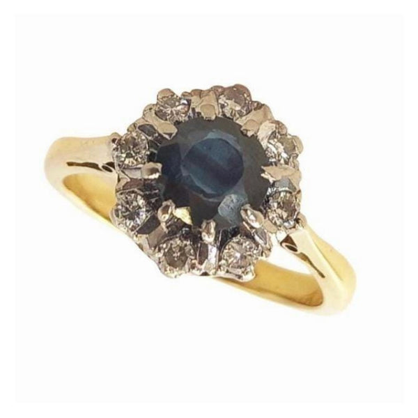 Pre-owned Sapphire & Diamond Cluster Ring