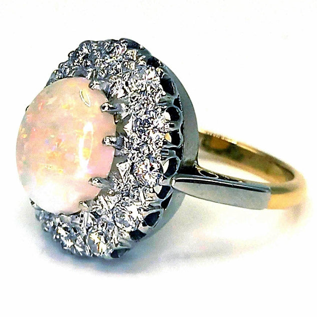 Pre-owned Opal & Diamond Cluster Ring