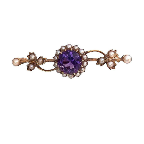 Vintage Amethyst & Pearl Brooch