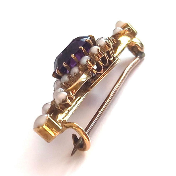 Vintage Amethyst & Pearl Brooch