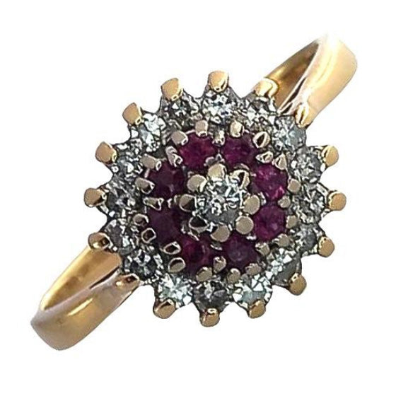 Pre-owned Ruby & Diamond Cluster Ring